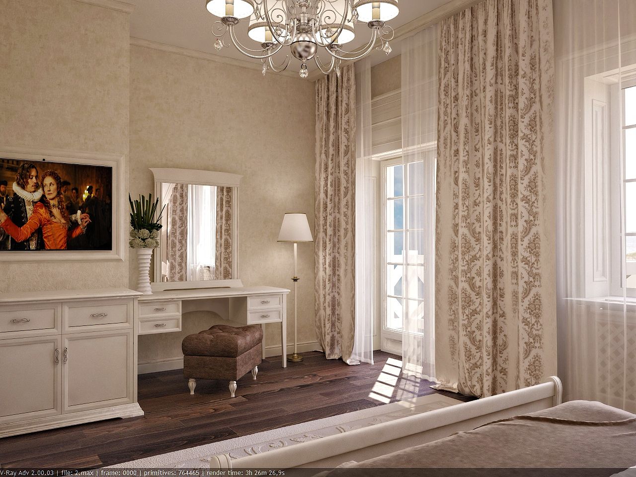 Дизайн интерьера спальни в классике большое изголовье, современный стиль 3