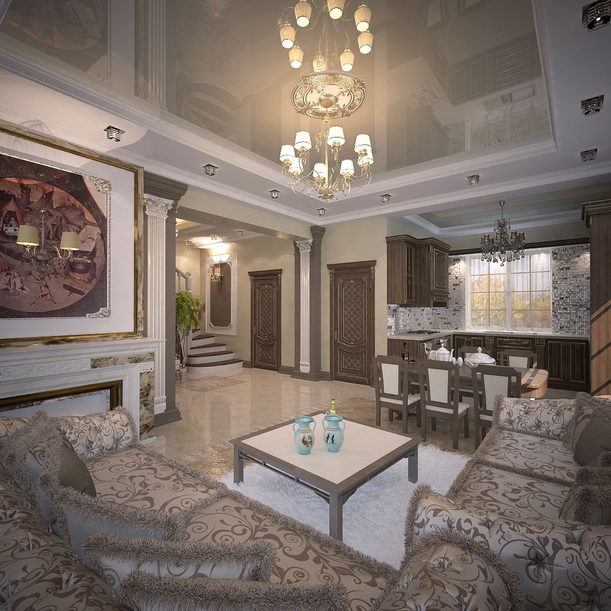 Дизайна гостиной дома в английском стиле в Новоселках