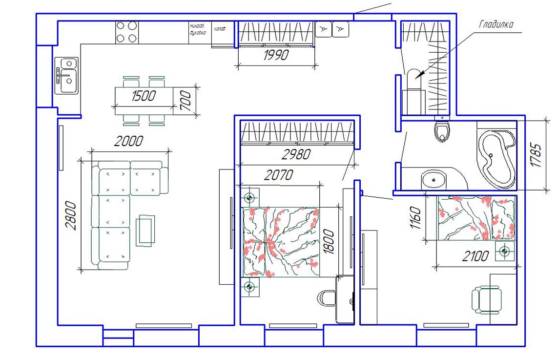 дизайн интерьера квартиры Киев ЖК Липинка планировка квартиры план мебели, чертежи, перепланировка