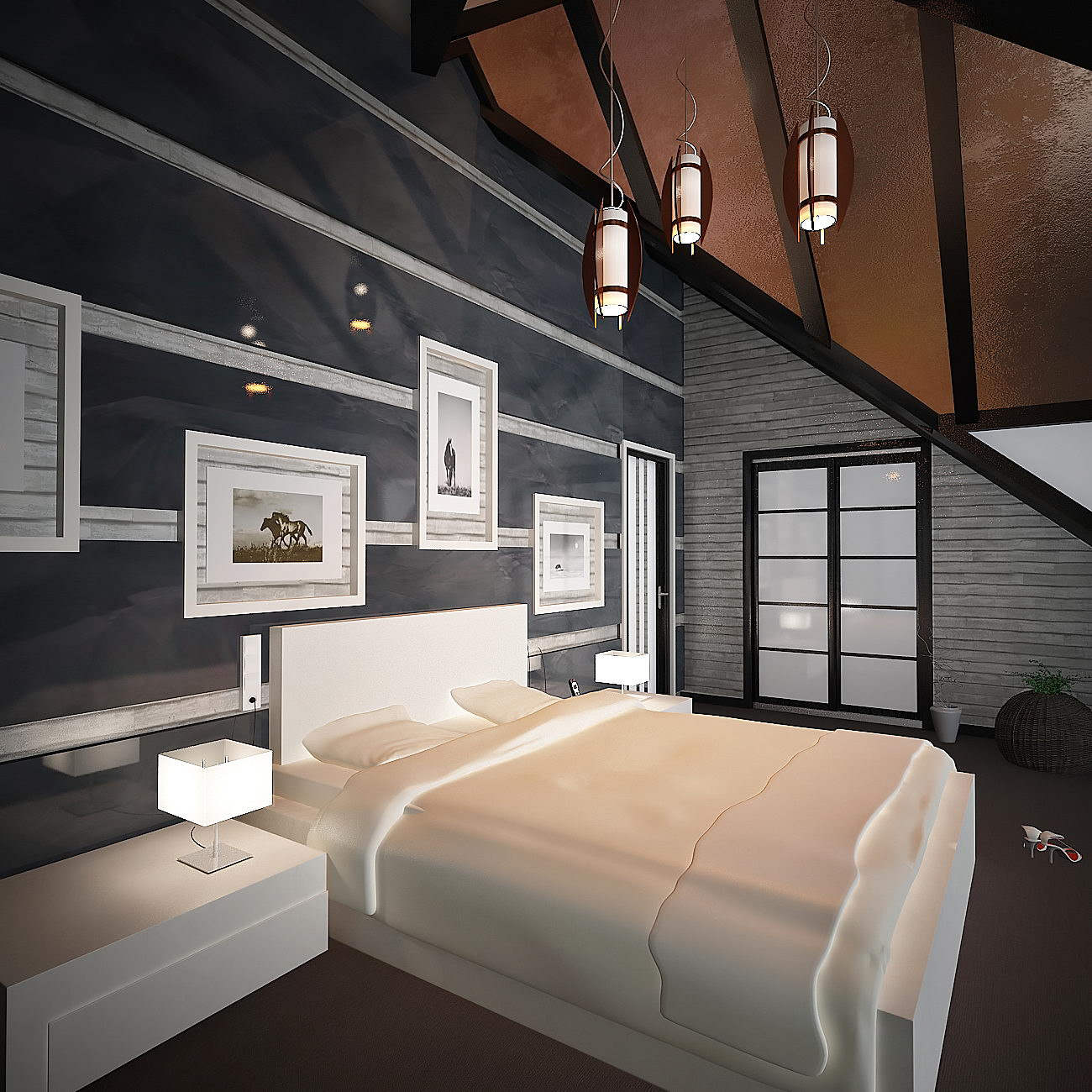 дизайн интерьера спальни гостиной в Буче