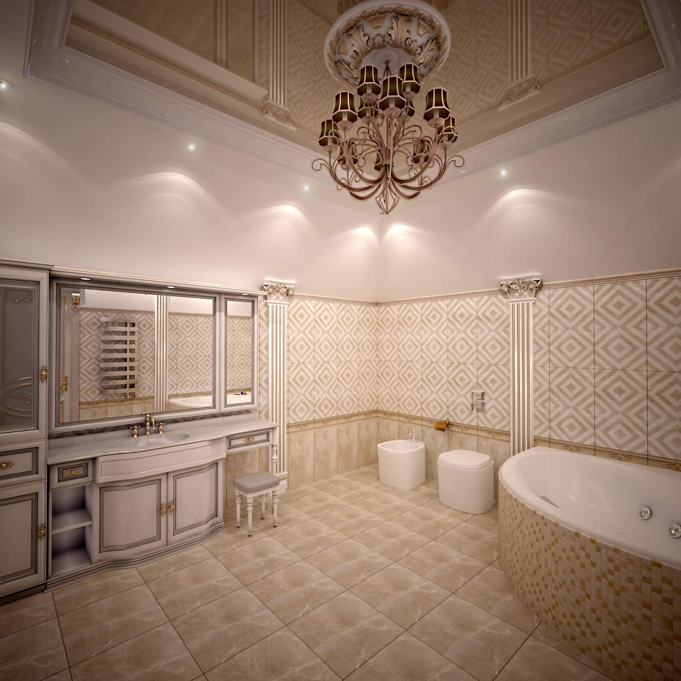 дизайн ванная в классике в доме Новые Петровцы