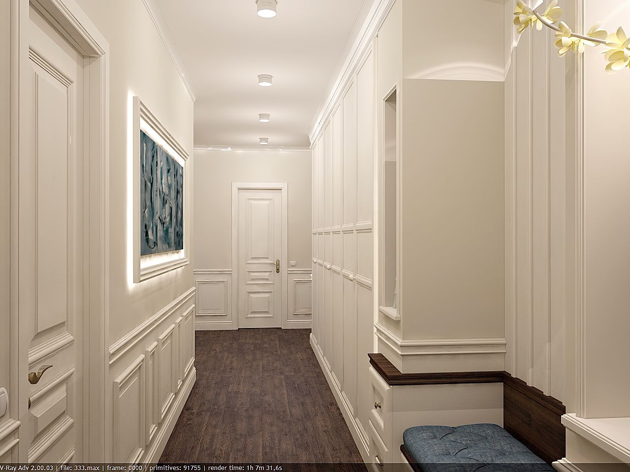 Дизайн коридора в современном стиле в ЖК Лазурный бриз