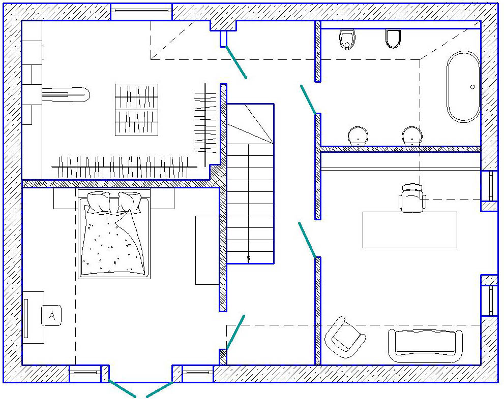дизайн интерьера дома Ирпень второй этаж планировка дома план мебели