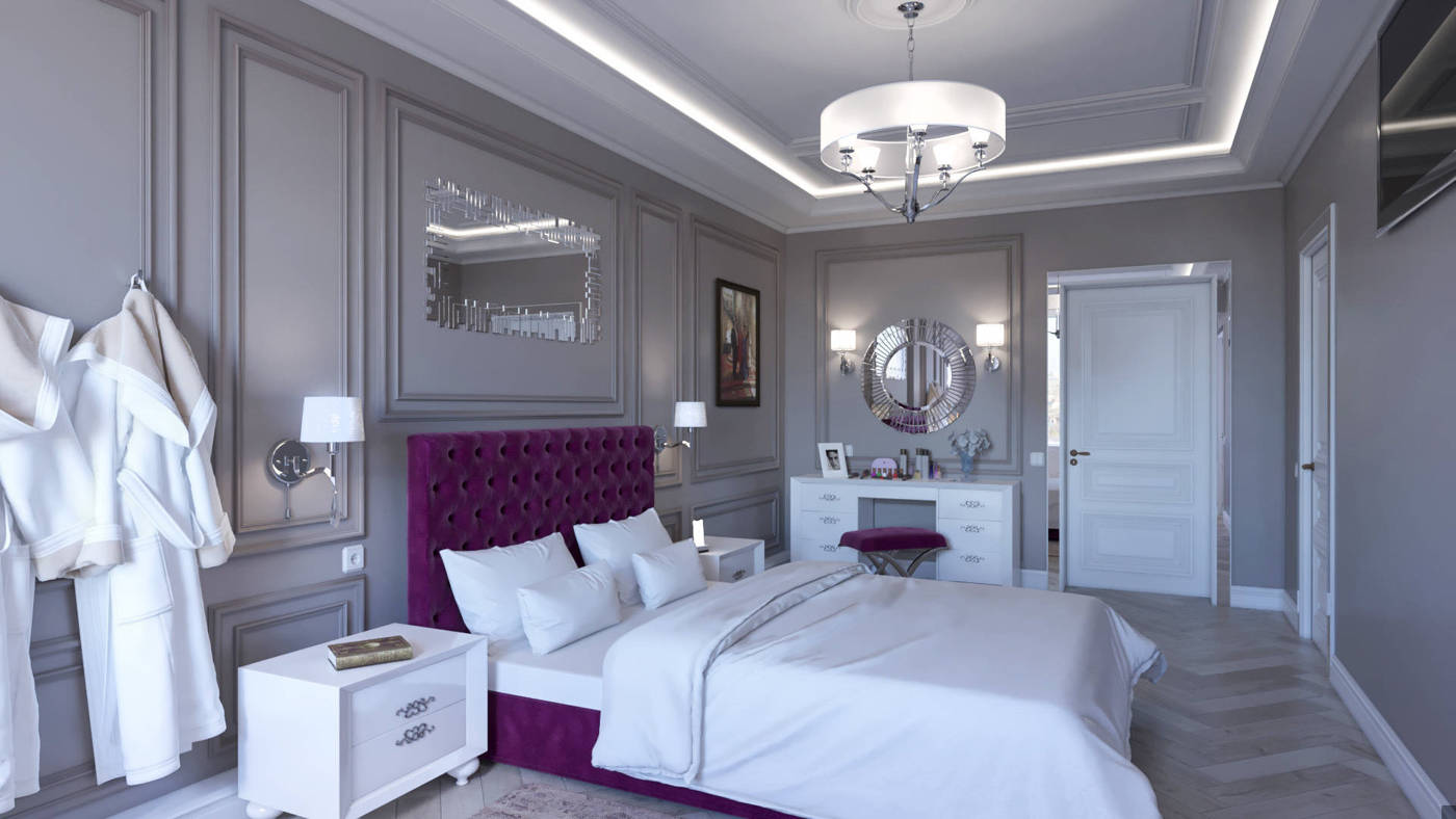 красивая классическая спальня в современном стиле в ЖК Венеция