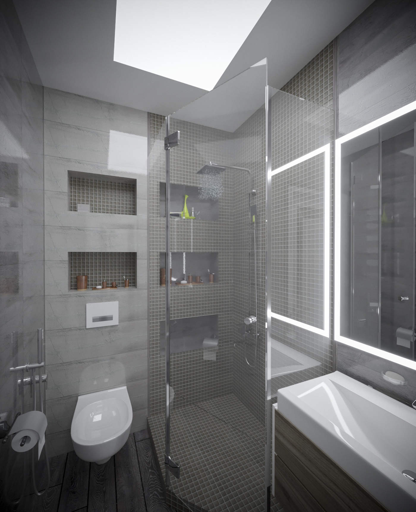 дизайн ванной комнаты в серых тонах