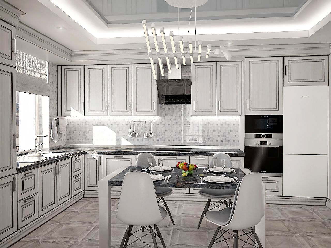 Дизайн кухни в квартире Киев серый, модерн, сканди ЖК Липинка