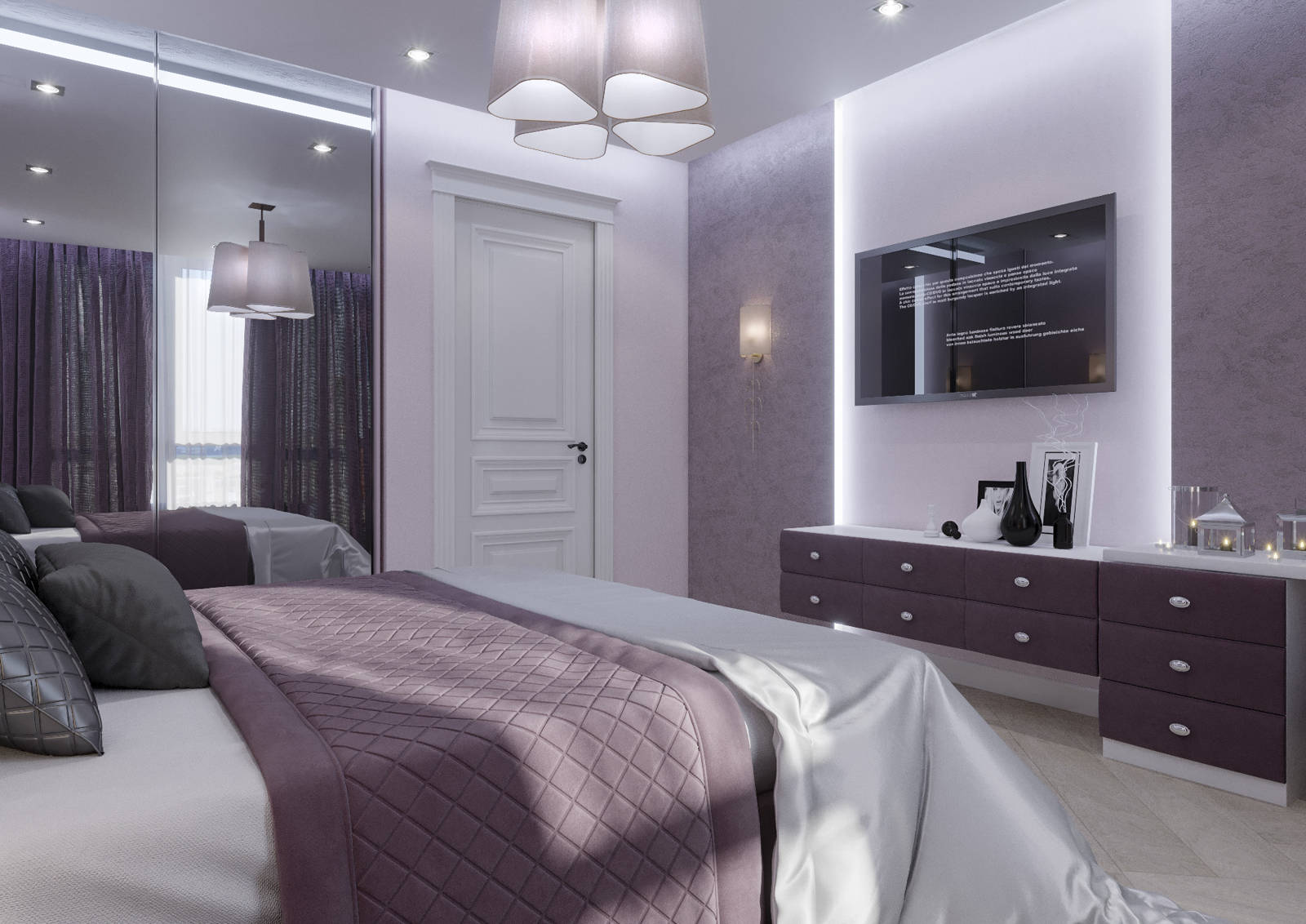 Дизайн спальни Киев подсветка тв, современный стиль, новые идеи Афтограф, Варшавский квартал