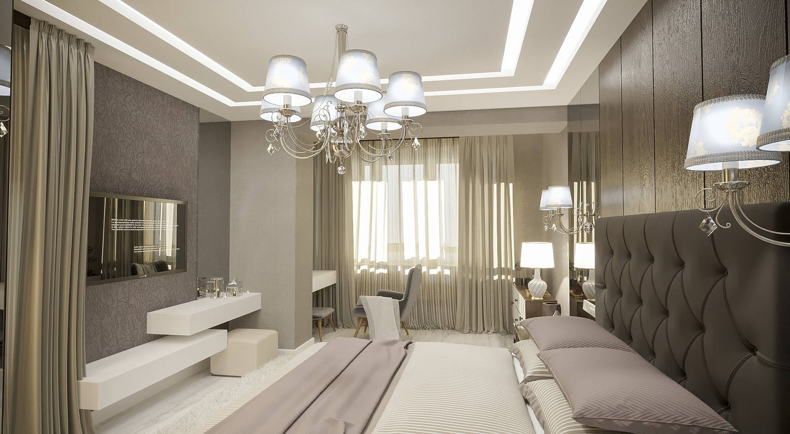 Дизайн спальни в классике, легкая класика