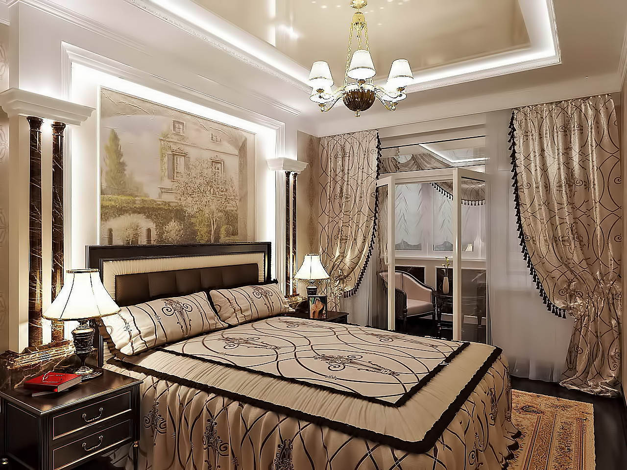 Дизайн интерьера спальня в классике фото