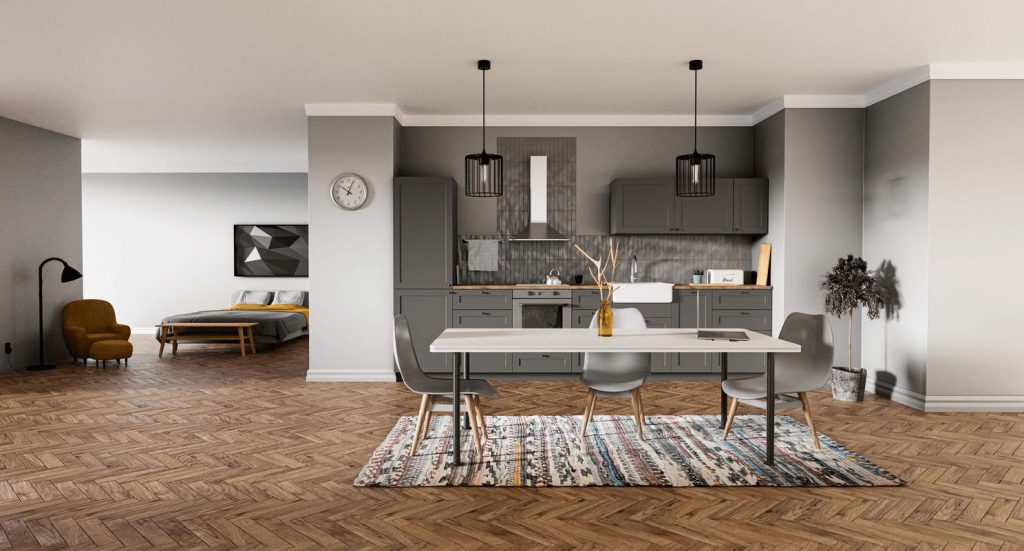Квартира в скандинавском стиле, дизайн, стиль лофт, идеи дизайна интерьера, кухня, стол, столовая